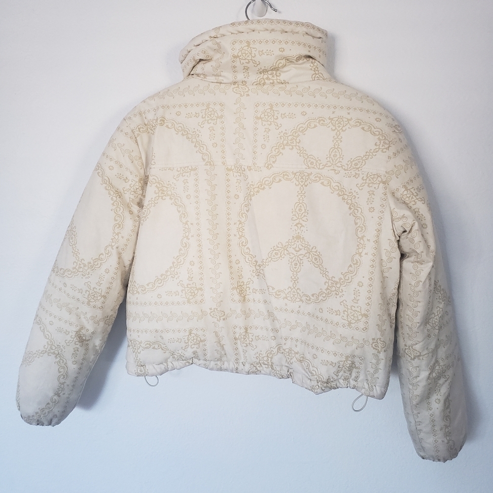 Urban Outfitters BDG Ivory Linen Printed Isla Cropped Puffer XS - Picture 8 of 16